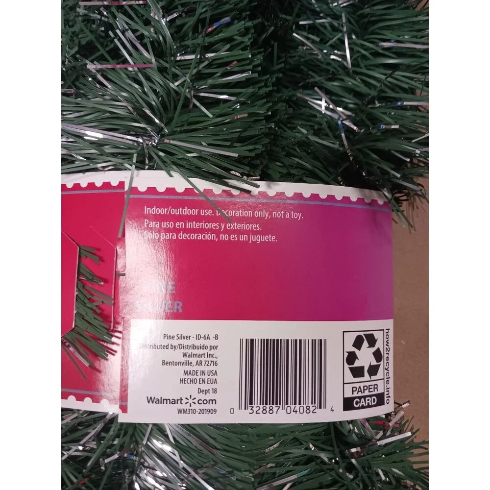 Holiday Time Pine Garland 18Ft NEW Pine Silver Made In The USA